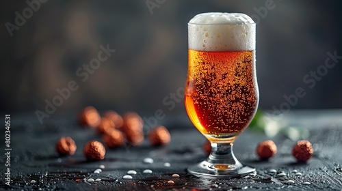 Close-Up of a Refreshing Beer Glass with Bubbles