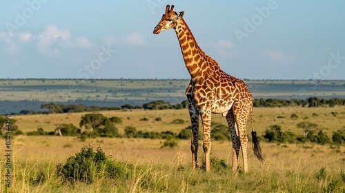 Giraffe in masai mara in wildlife