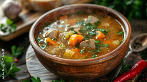 The cuisine of Belarus. Solyanka soup in Belarusian. 