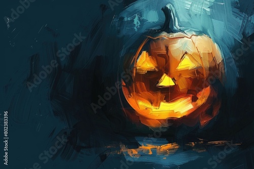 Spooky jack o lantern painting, perfect for Halloween designs