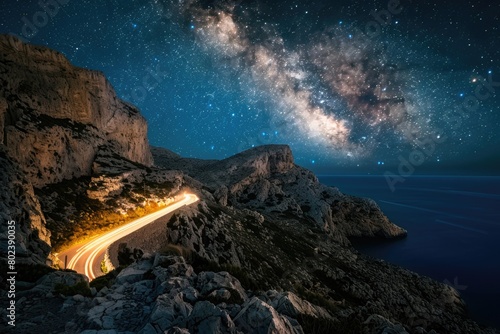 A stunning long exposure photo capturing the beauty of the night sky. Perfect for astronomy enthusiasts