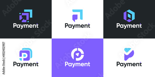 Set of modern colorful payment logo design template.