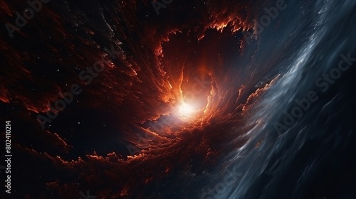 Abstract cosmic background unveils an awesome planet. A black star shines in the interstellar space wallpaper.