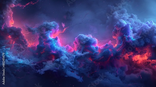 Brightly colored clouds fill the night sky, creating a stunning and vivid display of natural beauty