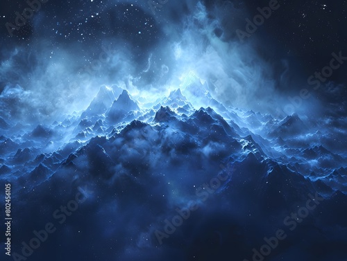 Abstract Blue Dust Magical Mountains