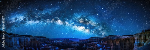 Panoramic Milky Way above Bryce Canyon, Utah - A Stunning Astronomical Background with Beautiful