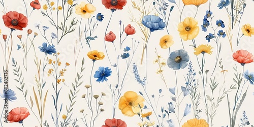 Dainty spring meadow pattern, elegant style