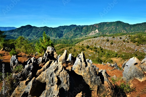 Picturesque landscape of the Cordillera Central mountain range as seen during the trip from Sagada village to the viewpoint on Mt. Kiltepan (Luzon Island, Philippines)