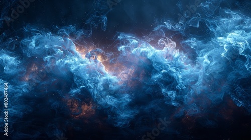 Swirling blue smoke moves across a black background.