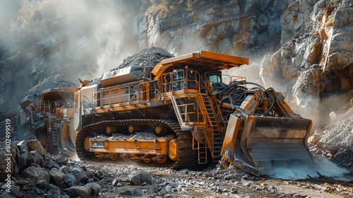 The crushing of stones in a quarry will cover railway tracks with dust and dirt caused by heavy industrial machines with conveyor belts