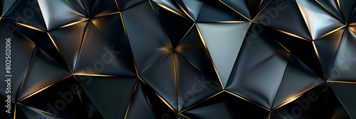 An HD photograph of abstract geometric patterns with sharp, intersecting metallic lines on a dark matte background, creating a luxurious and modern feel