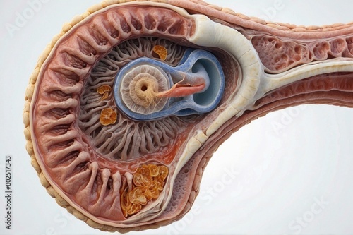 3D illustration of the early development of an embryo. AI.
