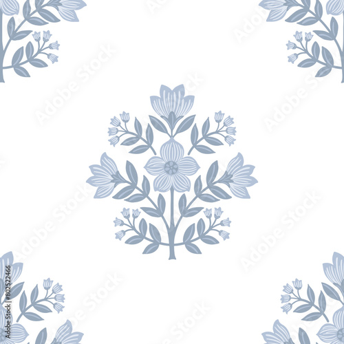 Boho Floral damask pattern block floral flower repeat pattern vector file