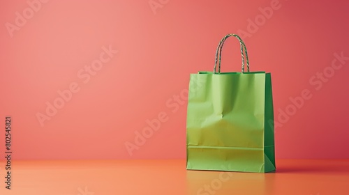 green paper bag on a melon backgroundwn paper bag on a melon background