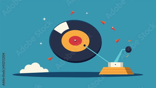 The animation ends with a shot of the record spinning on its own as if it has a life of its own even after the music has stopped. Vector illustration