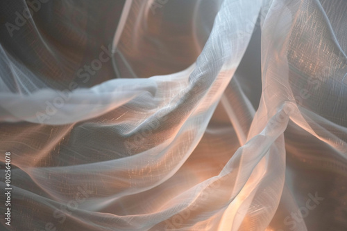 A shimmering, transparent thread stretches across a invisible surface, its delicate, swirling patterns and soft, ethereal glow creating a sense of depth.