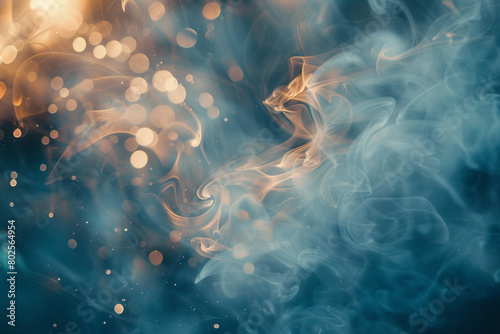 A shimmering, transparent mist rises slowly from a invisible surface, its delicate, swirling patterns and soft, ethereal glow creating a dreamy atmosphere.