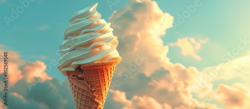 An Instagram-style filter enhances the image of a gelato ice cream cone against the backdrop of a hot summer sky.