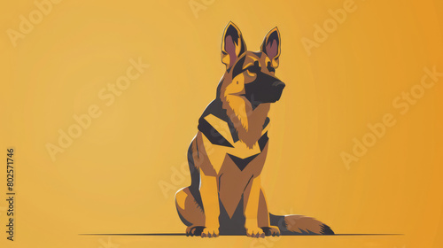 Cool looking german shepherd dog cartoon character isolated on clean background. Minimal vector art cartoon illustration. Copy space on the side. 