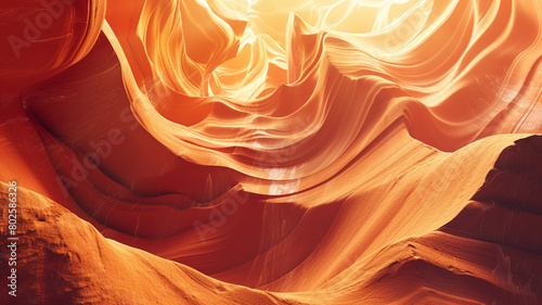 Low angle of spectacular view of Antelope Canyon with smooth brown surface located in Arizona 