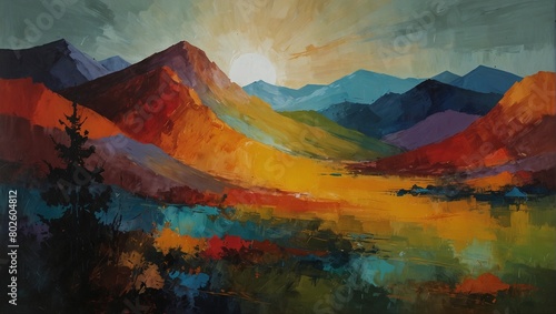 Emotional Landscapes: Depict abstract landscapes that evoke various emotions through the use of color, texture, and form, allowing viewers to interpret their own narrative ,abstract watercolor back