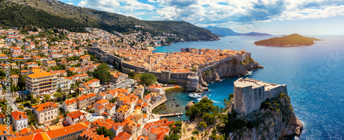 Fort Lovrijenac of Dubrovnik city of Croatia. Lovrijenac fortress, over the West Harbour. Dubrovnik historic city of Croatia in Dalmatia. UNESCO World Heritage Site.