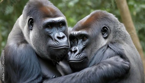 A Pair Of Gorillas Sharing A Tender Moment As They Upscaled 12