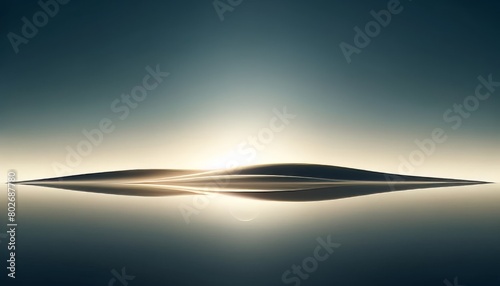 A minimalistic landscape, with a gently curved horizon, reflecting light softly.