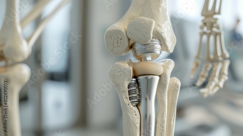 3D rendering image depicting joint replacement surgery, including total hip replacement, total knee replacement, and shoulder arthroplasty