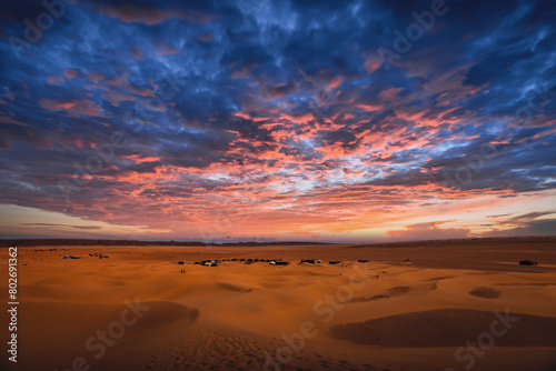 A dusk of sand dune near the camp at Mhamid el Ghizlane in Morocco