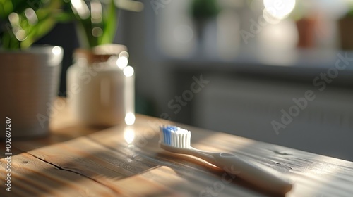 A toothbrush and toothpaste, essential for starting the day with freshness and hygiene