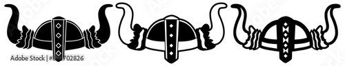 set scandinavian helmet icon. viking helmet silhouette design vector illustration