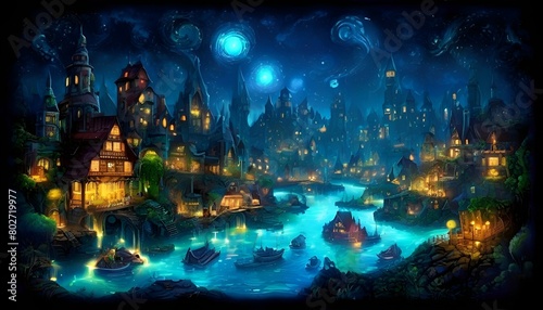  Eine Märchenstadt am Rande der Erde. Hintergrund für das Design 10.