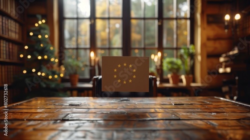 Eu democracy voting card in ballot box signifies citizen participation in eu elections
