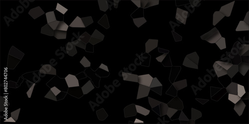  Abstract 3d rendering of triangulated surface. Low Poly Style / triangular shape black and white. Black background.3D Illustration - Black low poly texture