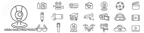Camera icon collection vector illustration. Line icons. Editable stroke. Linear icons. 