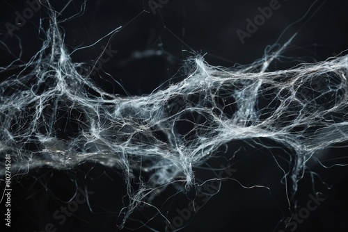 Microscope Image of Spider Silk Thread Fibers 