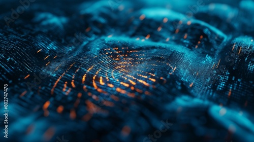 A hacker's digital fingerprint, glowing ominously as it leaves a trail across secure networks, bypassing layers of encryption unseen. 32k, full ultra hd, high resolution