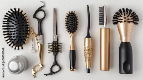 Professional hairdressers tools on white background to