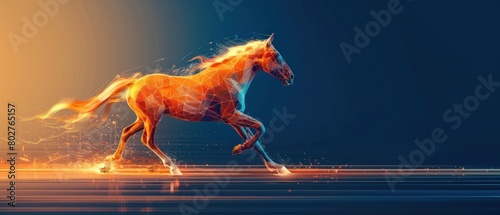 A swift horse, surrounded by dynamic energy, symbolizes rapid and impactful customer responses in minimalist design.