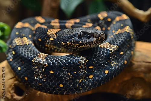 Close up of a pit viper, Pantherophis guttatus