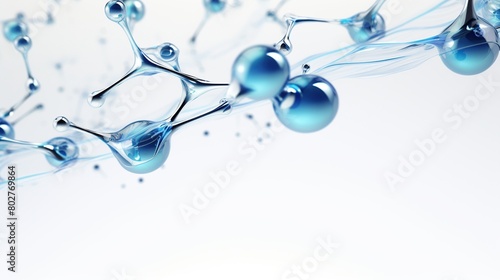 Water droplets molecule and inorganic chemistry for science concept isolated on white background.