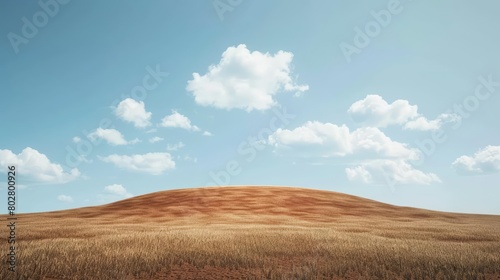 Create a digital painting of a vast, golden field of wheat, gently undulating in the warm summer breeze