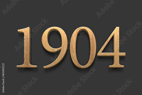 3D wooden logo of number 1904 on dark grey background. 