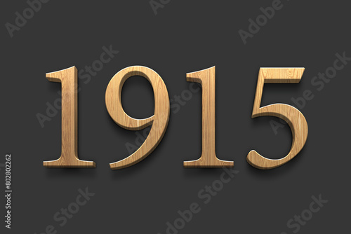 3D wooden logo of number 1915 on dark grey background. 