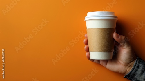 Paper cup of coffee to go in the hand