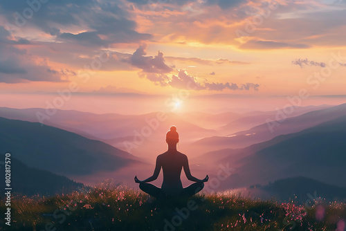 yoga, meditation, silhouette, woman, sunset, meditating, lotus, sun, exercise, health, nature, relaxation, vector, body, pose, illustration, relax, zen, sky, fitness, person, peace, people, sunrise, b