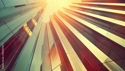 Abstract architectural background vertical geometric shapes sun reflection