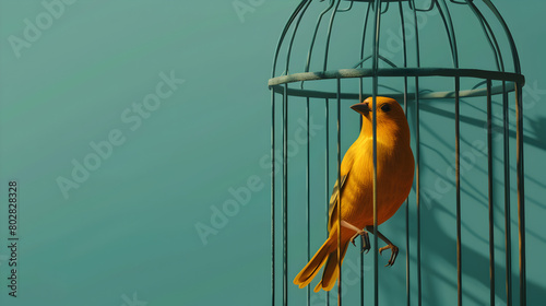Illustration of a caged bird to represent feeling trapped.