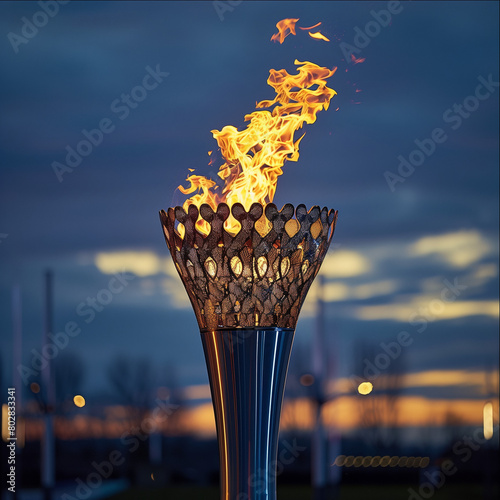 The Olympic torch burns, igniting the flame of passion and competitive spirit at the world's most important sporting event.